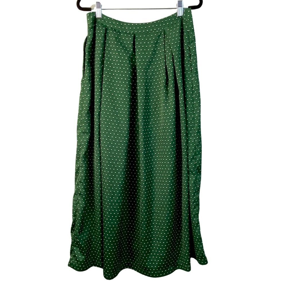 Who What Wear Green Maxi Skirt Polka Dot Prairie Cottagecore Size 6 - Picture 2 of 9